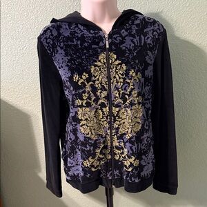 Black and Purple Hoodie with Gold Design